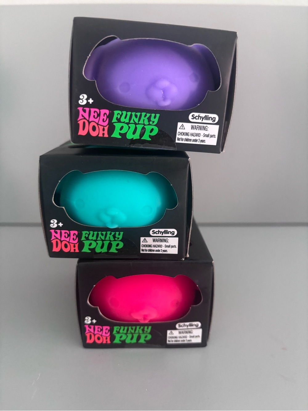 Schylling Nee Doh Funky Pup Sensory Toy Bundle - Purple, Teal, Pink